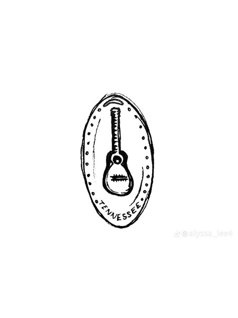 Simple Nashville Tattoo, Penny Lane Tattoo, Fort Worth Tattoo, Pressed Coin Tattoo, Nashville Tennessee Tattoo Ideas, To Be Continued Tattoo, Tennessee Stamp Tattoo, Nashville Guitar Tattoo, Smashed Penny Tattoo