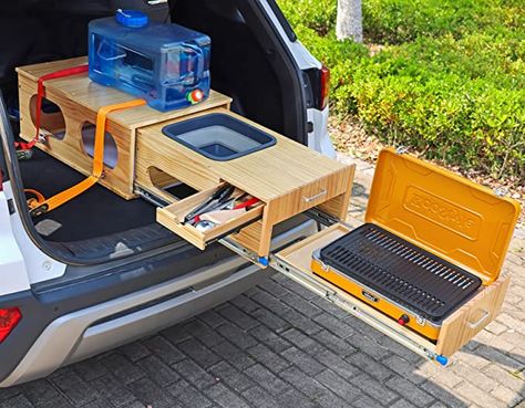 Amazon.com: Overland Kitchen, Vehicle Camping Table with Drawer, for SUV/Trunk Bed/Storage, for up to 2 Burners Camp Stove, Folding, pullout, Pull Out : Sports & Outdoors Overland Kitchen, Trunk Bed, Emergency Shelters, Camp Kitchen Box, Vw T3 Camper, Vehicle Camping, Camper Kitchen, Kitchen Box, Suv Camping