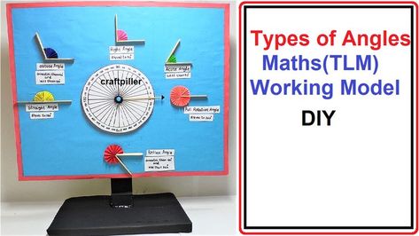 types of angles math's working model(TLM project) | craftpiller  @howtofunda ​ Tlm Project, Angles Math Geometry, Angles Math Activity, Angle Activities, Maths Working Wall, Math Art Activities, Maths Project, Math Art Projects, Angles Math