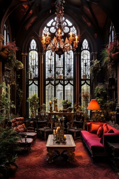 Gothic Decor Living Room, Goth Interior Design, Fiona Goode, Victorian Style Interior, Victorian Gothic Interior, Goth Interior, Gothic Interior Design, Gothic Living Room, Winter House Exterior