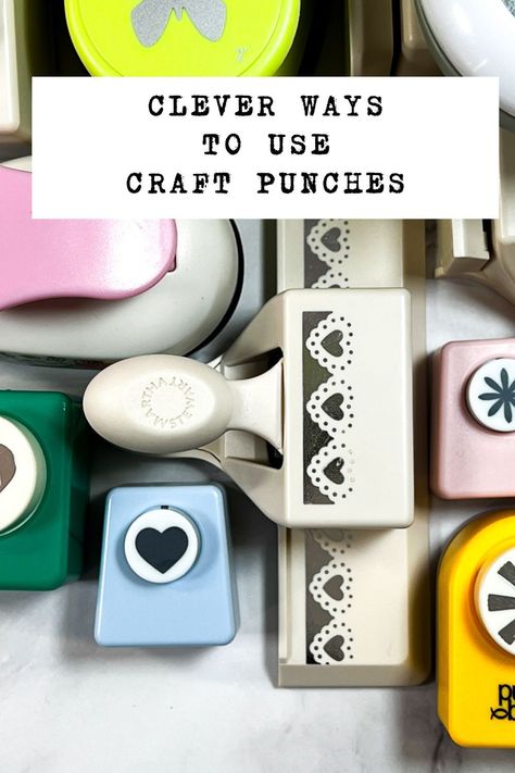 30 of the very BEST ideas for how to use craft punches perfect for beginner to advanced crafters! Learn clever ways to use craft punches in scrapbooking, cards and other projects. It's easier than you think to get the most out of your paper punches. This video tutorial shares 30 AMAZING ideas to take your craft punches to the next level. CLICK to watch or PIN for later, this one is a must-see!! . . . . #createdbygwen #paperpunch #craftpunches #howtousepaperpunches Paper Punch Art Ideas, Craft Punch Storage Ideas, Punch Art Cards Ideas, Paper Punch Ideas, Hole Punch Crafts, Envelope Punch Board Projects, Paper Punch Storage, Cheap Craft Supplies, Punch Storage