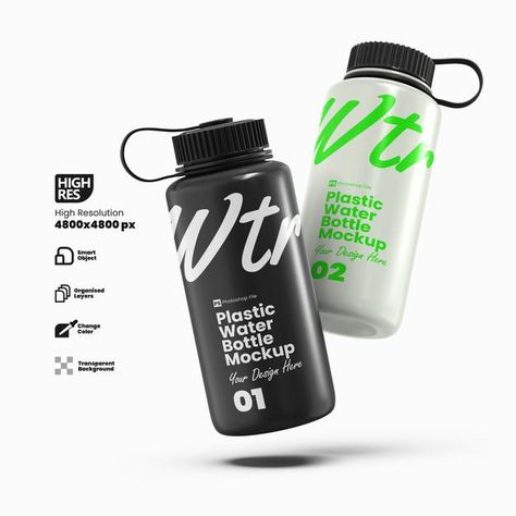 Two plastic water bottle mockup Premium ... | Premium Psd #Freepik #psd #mockup #water #sports #fitness Water Bottle Branding, Water Tshirt, Plastic Bottle Design, Water Bottle Mockup, Plastic Drink Bottles, Gym Bottle, Water Bottle Brands, Design Institute, Sports Water Bottle