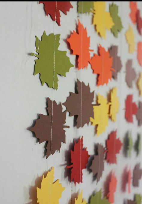 Fall Bunting, Handmade Garland, Leaves Garland, Thanksgiving Crafts Diy, Fall Leaf Garland, Mustard Orange, Fall Garland, Fall Leaf, Leaf Garland