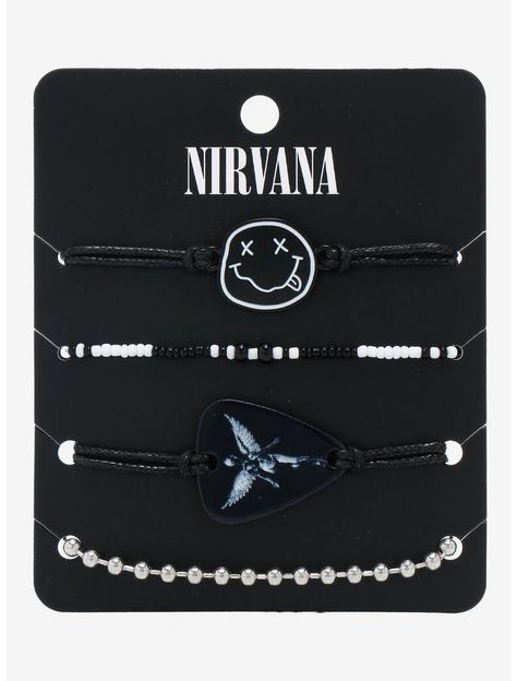 Nirvana Icons Bracelet Set Coraline Key, Music Note Bracelet, Ball Chain Bracelet, Emo Accessories, Music Bracelet, Smile Logo, Bracelet Tattoo, Stone Necklace Set, Tattoo Bracelet