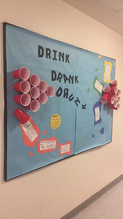 Safe Drinking Ra Bulletin Board, Alcohol Safety Bulletin Board, Alcohol Awareness Bulletin Board, Get To Know Your Ra Bulletin Board, Alcohol Awareness Poster, Bulletin Boards College, Alcohol Bulletin Board, Ra Bulletin Board Ideas, College Event Ideas