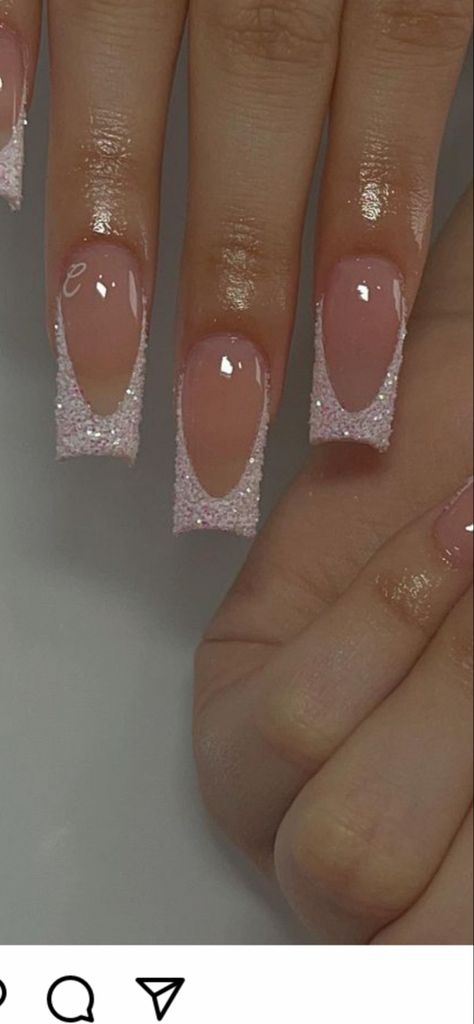 Nails
Pink nails
French glitter nails White Glitter Nail Tips, White Nail Designs Sparkle, Wedding Nails Sparkle White, Sparkly French Tips Acrylics, Cute French Nails Ideas With Glitter, Acrylic Nails French Tip With Glitter, Glitter Outlined French Tip Nails, Short French Glitter Nails, White Frenchies With Glitter