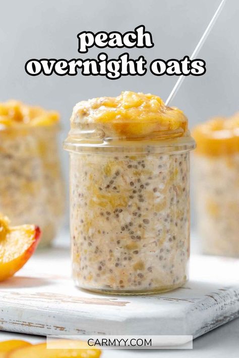 Overnight Oats Greek Yogurt, Rolled Oats Recipe, Peach Overnight Oats, Chia Puddings, Overnight Oats Recipe Easy, Overnight Breakfast Recipes, Oats Recipes Breakfast, Oat Breakfast, Best Overnight Oats Recipe