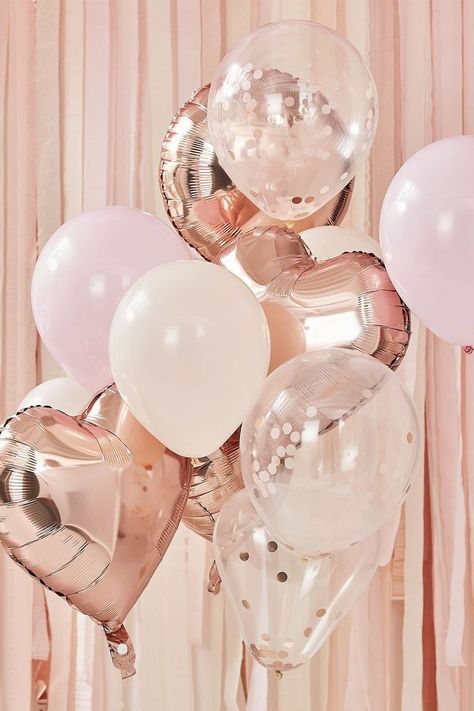 Balloon Bundle, Blush Balloons, Ginger Ray, Rose Gold Confetti, Rose Gold Balloons, Gold Birthday Party, Rose Gold Heart, Gold Confetti, Pink Balloons