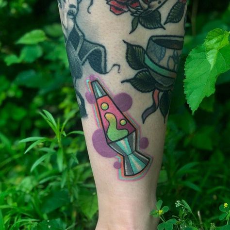 Lava lamp by @lindseebeetattoo - Tattoogrid.net Traditional Lava Lamp Tattoo, Lava Tattoo, Lava Lamp Tattoo, Tattoo Belly, Related Tattoos, Lamp Tattoo, Cage Tattoos, Uv Tattoo, Belly Tattoos