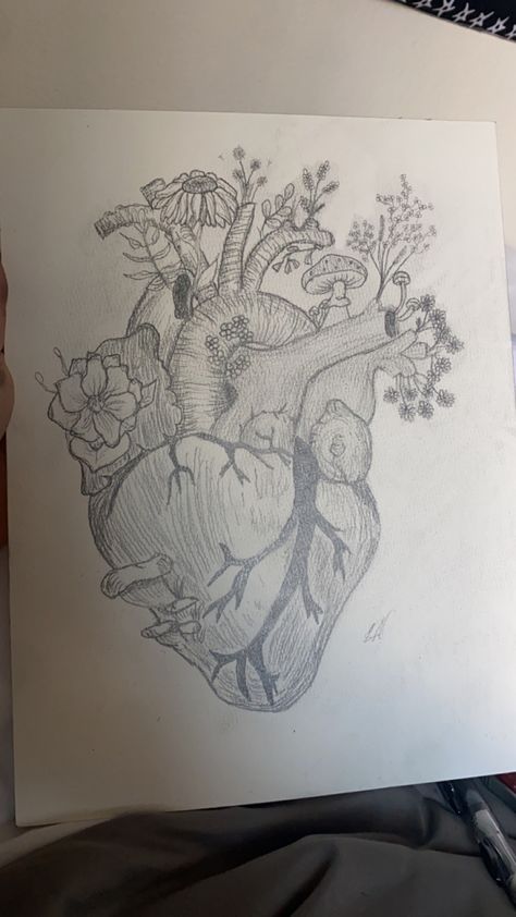 Drawing Inspo Skeleton, Heart Break Drawing Base, Lil Drawings, Art Folio, Pencil Sketching, Front Page Design, Heart Sketch, Animation Art Sketches, Beautiful Sketches