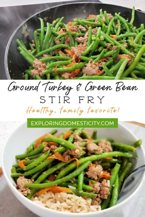 Ground Turkey And Green Beans, Green Beans Stir Fry, Stir Fry Healthy, Turkey And Green Beans, Green Bean Stir Fry, Beans Stir Fry, Bean Stir Fry, Turkey Ground, Ground Turkey Recipes Easy