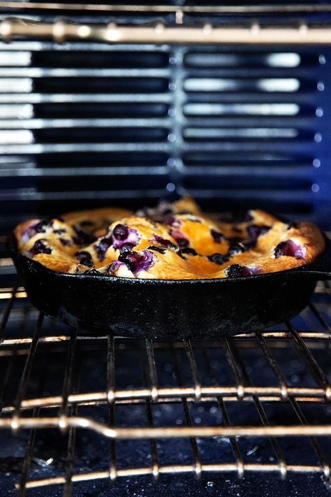 Fresh Lemon-Blueberry Dutch Baby | Alexandra's Kitchen Lemon Blueberry Dutch Baby, Blueberry Dutch Baby, Dutch Babies, Dutch Baby Recipe, High Protein Pancakes, What's For Breakfast, Dutch Baby, Pancakes And Waffles, Sweet Tarts