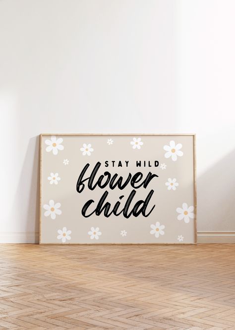 Stay Wild Flower Child - Digital Print, Girls nursery wall art, Retro girls room decor, Retro nursery prints, Retro playroom art, Printable by RainbowshineDesign on Etsy Retro Playroom, Boho Nursery Girl, Retro Nursery, Room Decor Retro, Wall Art Girls Room, Nursery Wall Art Girl, Playroom Art, Girl Nursery Wall, Girls Nursery