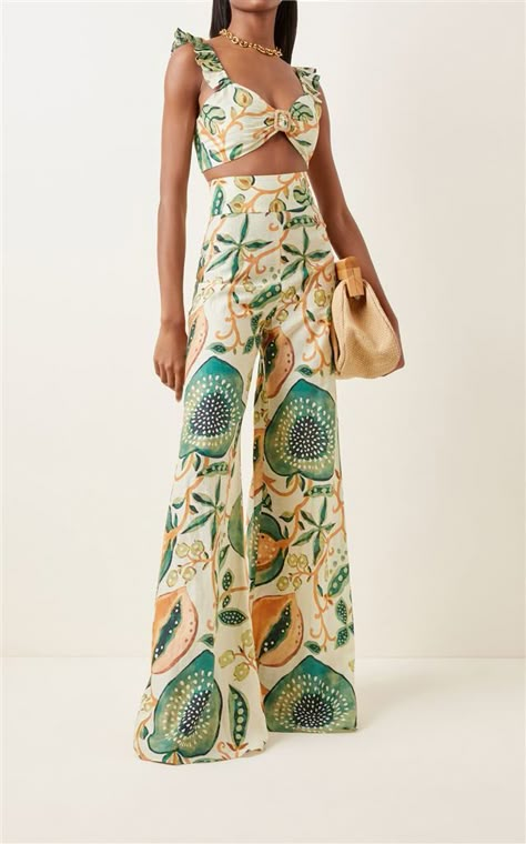 Beach Party Outfits, Printed Crop Top, Looks Chic, Printed Linen, Indian Outfits, Resort Wear, Look Fashion, Moda Operandi, Classy Outfits