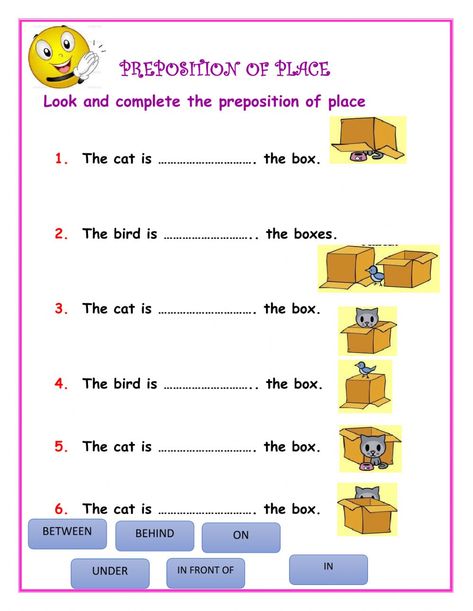 Preposition of place - Interactive worksheet Preposition Of Place, English Liveworksheet, Ingles Kids, Preposition Worksheets, English Tutor, English Prepositions, English Grammar Exercises, English Grammar For Kids, English Worksheets For Kindergarten