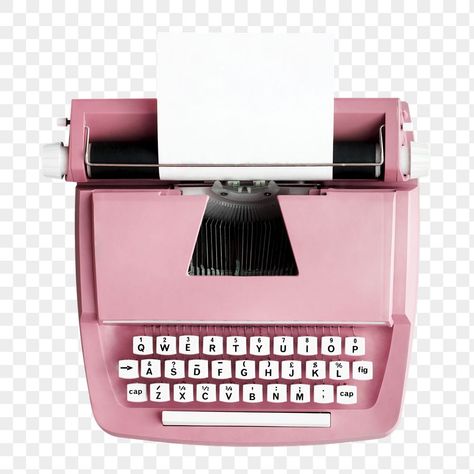 Png Aesthetic Pink, Typewriter Png, Pink Typewriter, Pink Telephone, Clueless Aesthetic, Pink Machine, Graphic Assets, Retro Typewriter, Vintage Png