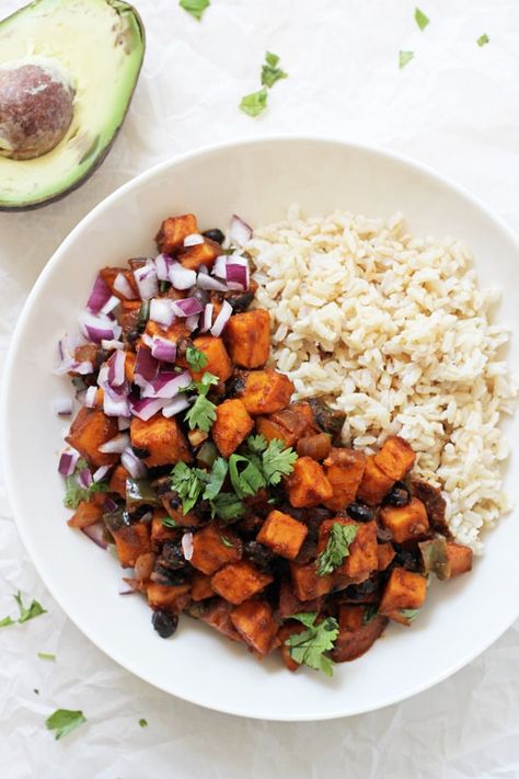 Potato Stir Fry, Sweet Potato Stir Fry, Sweet Potato Black Bean, Vegan Stir Fry, Sweet Potato Black Beans, Meatless Meals, Black Bean, Vegan Dinners, Weeknight Meals