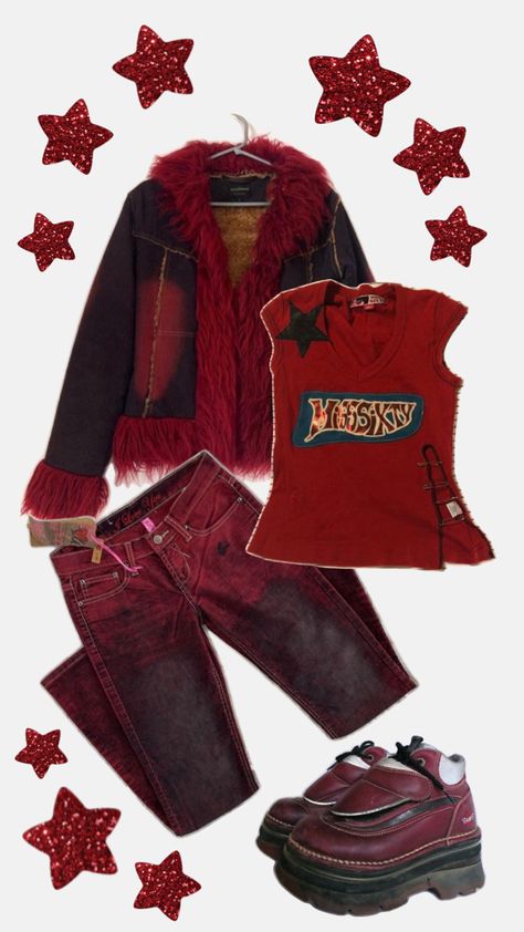 90s miss sixty baby tee fur trim afghan coat low waist flared red jeans chunky sneakers Miss Sixty 90s, Afghan Coat, Red Jeans, Miss Sixty, Chunky Sneakers, Low Waist, Baby Tee, Fur Trim, Fitness Inspo