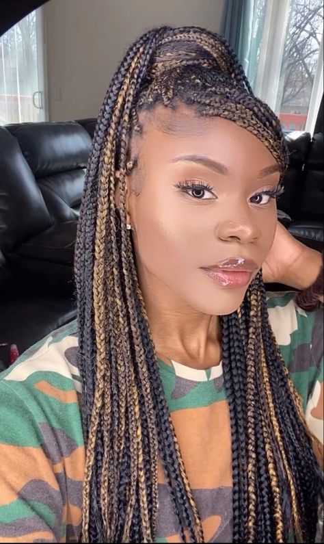 #braids #boxbraids #blackgirlshairstyles #blackgirlmagic #darkskin #blackgirlmakeup Box Braids Brown, Extra Long Braids, Trendy Braids Hairstyles, Braids Two, Brown Box Braids, Christmas Scrunchies, Hairstyles For Black Women Braided, Black Box Braids, Colored Box Braids