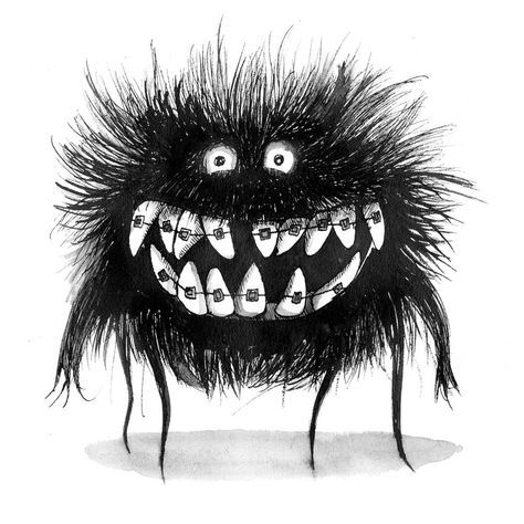 Hair Monster, Ink Monster, Smile Illustration, Teeth Drawing, Dentist Art, $b Wallpaper, Big Scary, Mountain Illustration, Art Beat