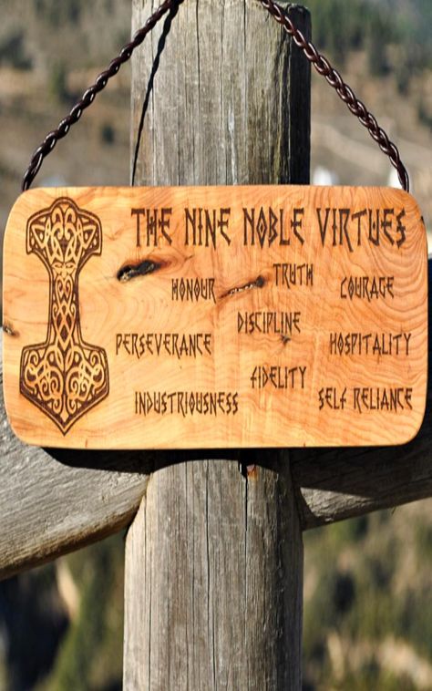 Nine Noble Virtues, Noble Virtues, Wiccan Wedding, Viking Party, Thor Mjolnir, Witch Wedding, Nordic Wedding, Viking Quotes, Into The Woods Quotes