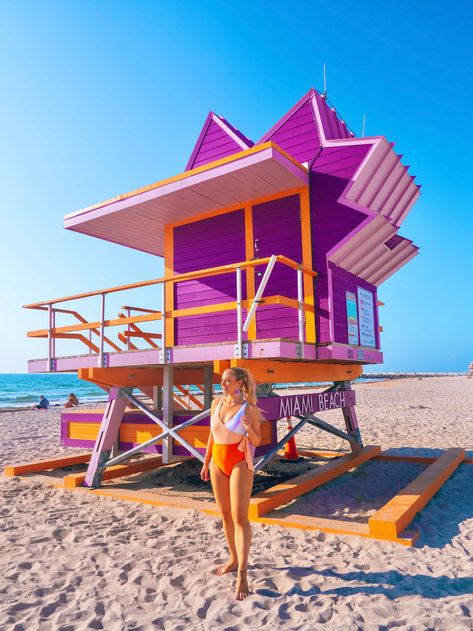 Planning a visit to sunny, vibrant Miami soon? If you're planning on taking photos while you're there you definitely don't want to miss this guide on the most instagrammable places in Miami Beach and mainland Miami! Featuring all of Miami's best instagram spots. Expect all things vibrant & colorful! Click for the full list. Miami Beach Pictures Photo Ideas, Miami Pictures Ideas, Miami Beach Pictures, Places In Miami, Miami Pictures, Guard Tower, Miami Travel Guide, Miami Photography, Miami Photos