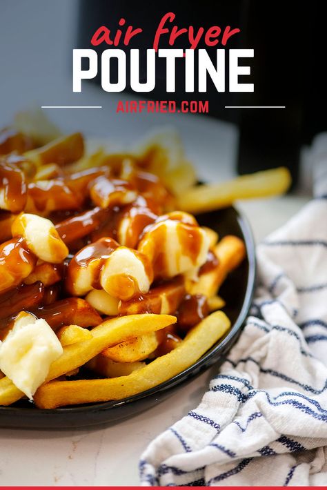 Check out this air fryer poutine recipe for easy, delicious poutine! Air Fryer Poutine, Poutine Fries Recipe, Poutine Recipes, Poutine Fries, Poutine Recipe, Easy Pickle, Canadian Dishes, French Fries Recipe, Frozen French Fries