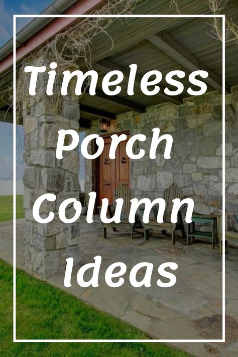 Choose from a diverse range of porch columns, ranging from traditional tall round designs to charming short square stone variations. Elevate your home's aesthetic with these exquisite accents and create a welcoming atmosphere for all who enter. Porch Post Ideas Columns Wood, Pillars For Front Porch, Back Porch Column Ideas, Front House Columns Ideas, Exterior Columns Ideas, Outdoor Pillar Decoration Ideas, Updated Porch Columns, Tall Porch Ideas, Patio Columns Ideas