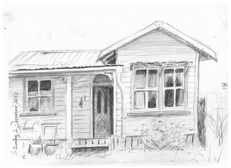 Old house drawing. 02-12-12 Old House Tattoo, Drawing Old House, Old House Sketch, Old House Drawing, Landscape Drawing Pencil, Australian Houses, Watercolor Houses, House Design Drawing, Cottage Images