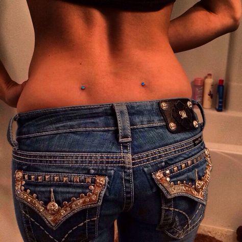 Back dimple piercing Back Dimple Piercing, Dimple Piercings, Back Dimple, Back Dimple Piercings, Dimple Piercing, Back Dimples, Back Piercings, Piercings Ideas, Surface Piercing