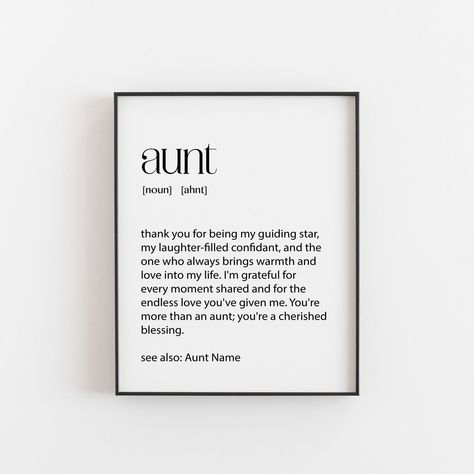 Aunt Poem, Auntie Life, Definition Quotes, Auntie Gifts, Birthday Letters, Scandi Design, Letter To Yourself, Gift Art, Aunt Gifts