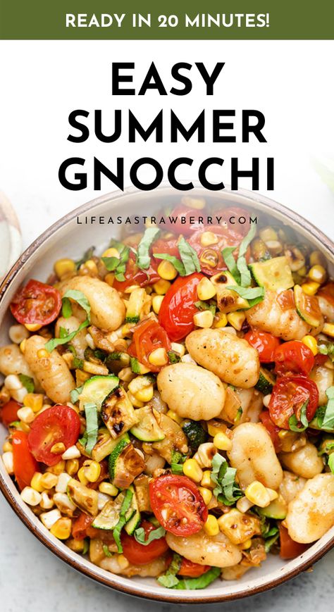 Gnocchi With Vegetables Recipes, Gnocchi Salad Recipes, Summer Gnocchi Recipes, Mini Gnocchi Recipes, Quick Simple Pasta, Veggie Gnocchi Recipes, Gnocchi With Vegetables, Summer Gnocchi, White Wine Lemon Sauce