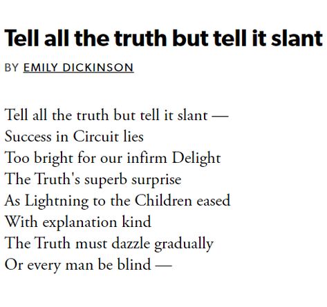 Emily Dickinson, The Truth, Poetry