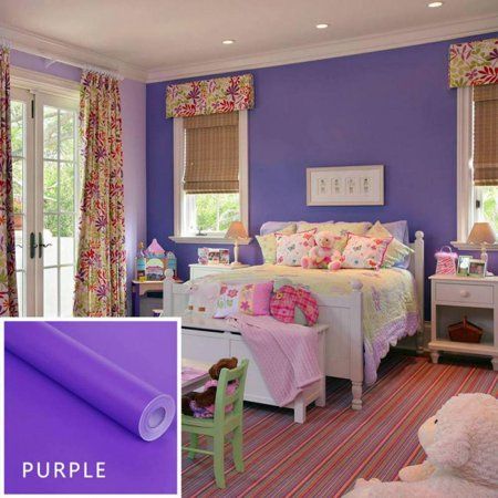 Purple accent wall bedroom kids