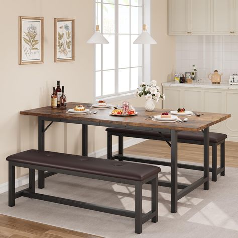 Tables In Kitchens, Extendable Kitchen Table, Rectangle Kitchen Table, Rectangle Kitchen, Table With Bench, Extendable Dining Table Set, Kitchen Table Set, Apartment Dining Room, Apartment Dining