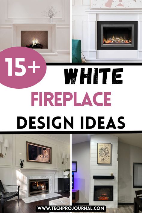 This post is all about white fireplace designs that add a fresh, timeless touch to any room. Discover ways to make a white fireplace the focal point, perfect for both modern and classic spaces. Cream Colored Fireplace, White Fireplace Surround, Fireplace Design Ideas, Grey Wall Tiles, Round Glass Table, Gorgeous Fireplaces, Fireplace Designs, Fireplace Lighting, Wooden Floating Shelves