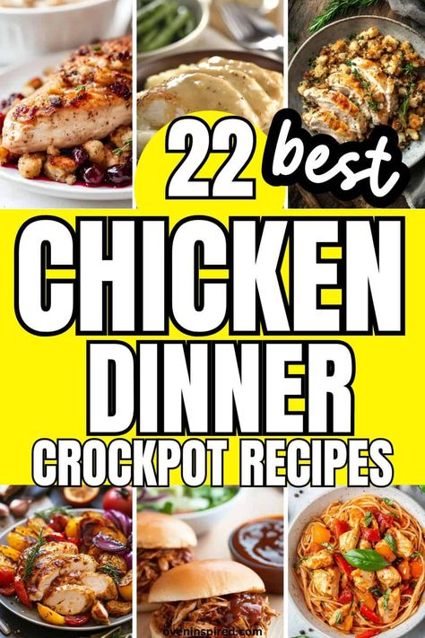 Here are 22 insanely delicious chicken dinner crockpot recipes. These chicken dinners are easy to put together. Dump chicken crockpot recipes are here so make sure to save this pin! Best Chicken Crockpot Recipes Easy, Flavorful Crockpot Chicken, Crockpot Recipes No Chicken, Quick Easy Crockpot Meals Chicken, Chicken Crockpot Recipes For Two, Crockpot Chicken Ideas For Dinner, Chicken Nugget Crockpot Recipes, Chicken Meals In Crockpot, Fall Chicken Crockpot Recipes