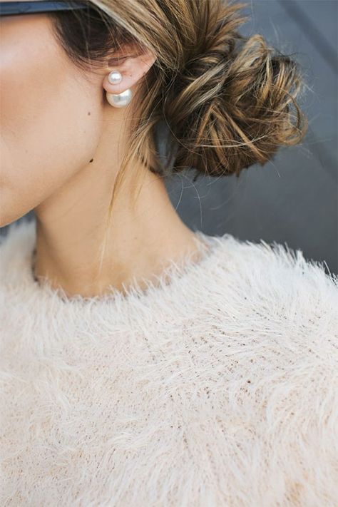 Double Pearl Earrings, Front Back Earrings, Fishtail Braid, Liam Hemsworth, Minimalist Chic, Kate Winslet, Hair Envy, Vintage Glamour, Delicate Earrings