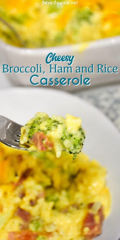 Cheesy ham, broccoli, and rice casserole quickly combined steamed broccoli and cauliflower, diced onions and celery, minute rice, and creamy cheese sauce. Steamed Broccoli And Cauliflower, Ham And Rice, Ham And Rice Casserole, Cheesy Rice Casserole, Leftover Ham Casserole, Broccoli Cheese Rice, Ham And Cheese Casserole, Broccoli And Rice Casserole, Cheesy Broccoli Rice Casserole