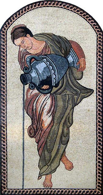 Lady pouring water from vase by Phoenician Arts, via Flickr Water Deities, Roman Mosaic Art, Greek Mosaic, Mediterranean Mosaic, Goddess Of Light, Ancient Mosaic, Roman Mosaics, Mosaics Art, Industrial Wall Art