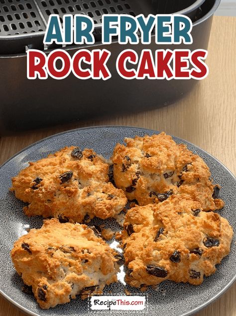 Air Fryer Rock Cakes Air Fryer Rock Cakes, Air Fryer Small Cakes, Airfryer Cakes Recipes, Air Fry Cake Recipes, Air Fryer Biscuit Recipes, Air Fryer Cakes Recipe, Airfryer Cake Recipes, Airfryer Baking, Rock Cakes Recipe