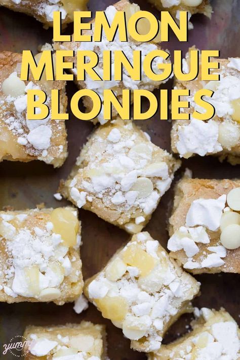 Lemon Meringue Blondies, Lemon Curd Blondies, Lemon Blondies Recipe, Lemon Meringue Bars, Lemon Blondies, Golden Syrup Cake, Lemon Meringue Cookies, Quick Cookies Recipes, Meringue Desserts