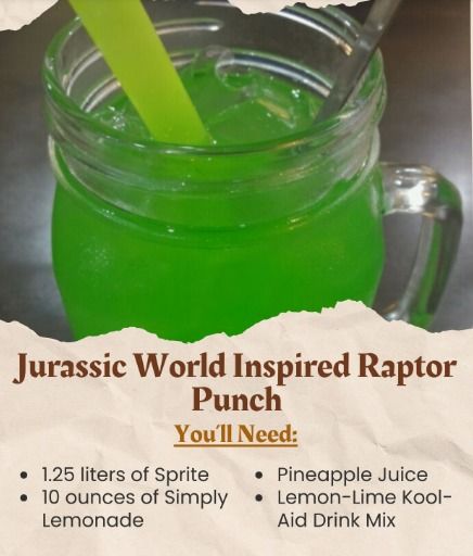 Recipes Fast | Jurassic World Inspired Raptor Punch | Facebook Raptor Punch Recipe, Dinosaur Party Punch, Jurassic World Party Food, Raptor Punch, Dinosaur Punch, Jurassic World Party Ideas, Dinosaur Snacks, Dinosaur Birthday Party Food, Godzilla Birthday Party