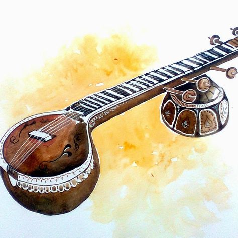 Veena voyage! Sitar Instrument, Instruments Drawing, Indian Musical Instruments, Rakhi Making, Music Academy, Instruments Art, Embroidery Hoop Wall Art, Music Drawings, Music Painting