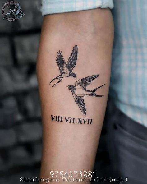 20 Awesome Roman Numeral Tattoo Ideas for Women - Mom's Got the Stuff Numeral Tattoo Ideas, Roman Numeral Tattoo Ideas, Swallow Tattoo Design, Roman Tattoo, Roman Numeral Tattoo, Numeral Tattoo, Roman Numeral Tattoos, Tattoos Arm, Swallow Tattoo