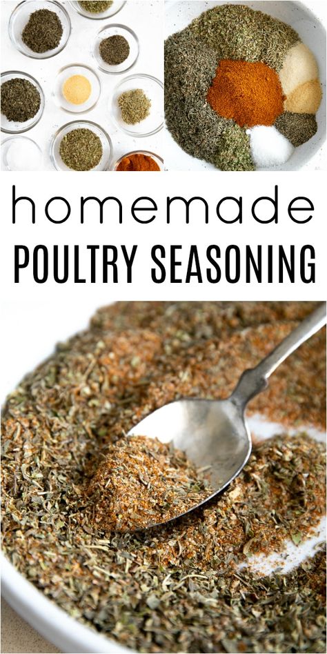 Homemade Poultry Seasoning Recipe, Poultry Seasoning Recipe, Homemade Dry Mixes, Homemade Spice Mix, Spice Blends Recipes, Spice Mix Recipes, Seasoning And Spice, Homemade Spice Blends, Seasoning Recipe