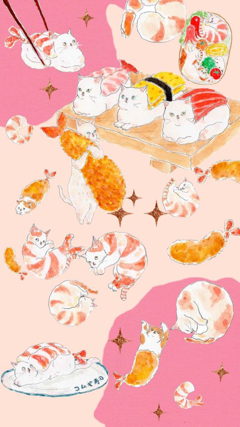 Art by @tocorocomugi on instagram is shrimply amazing #shrimp #cats Aesthetic Pastel Wallpaper, Pastel Wallpaper, Pattern Illustration, Funky Art, Pastel Aesthetic, Glass Painting, App Icon, Cute Wallpapers, Phone Wallpaper