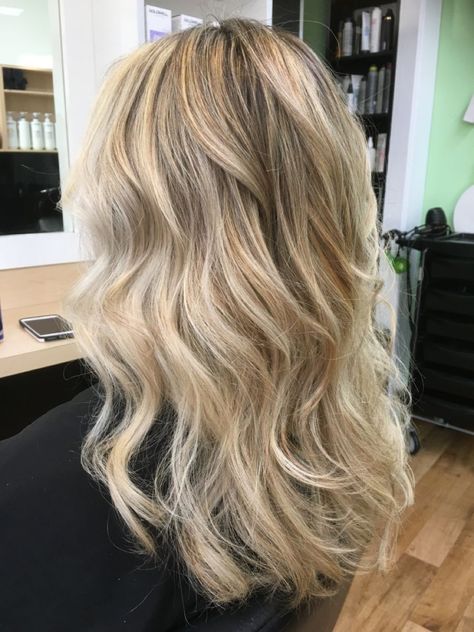 Blonde Hair Full Foil Highlights Brunette To Blonde, Full Highlights For Blonde Hair, Blonde Highlights By Hair Pattern, Blonde Hair Full Foil, Traditional Blonde Highlights, Curled Hairstyles Blonde, Full Foils Blonde, Dish Water Blonde Hair With Highlights, Half Head Of Foils Blonde