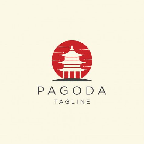 Pagoda japan temple logo icon design tem... | Premium Vector #Freepik #vector Japanese Logo Design Inspiration, Temple Logo Design, Japan Logo Design, Asian Logo Design, Japanese Logo Design, Pagoda Japan, Chinese Logo Design, Culture Logo, Chinese Logo