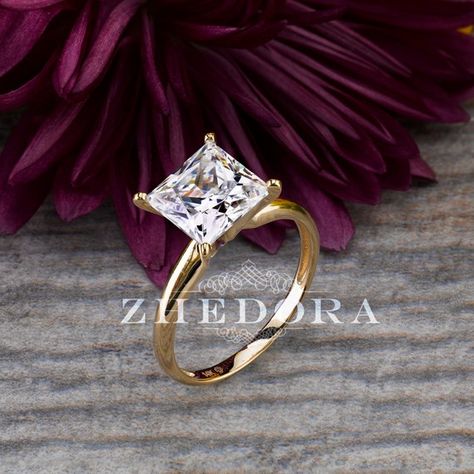 Gold Princess Cut Engagement Ring, Engagement Rings Princess Cut, Princess Cut Engagement Rings Gold, Princess Wedding Rings, Big Engagement Rings, Wedding Rings Princess Cut, Engagement Rings Sale, Engagement Rings Princess, Cool Wedding Rings